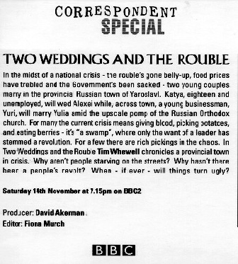 Image of the text about the film "Two Weddings And The Rouble"